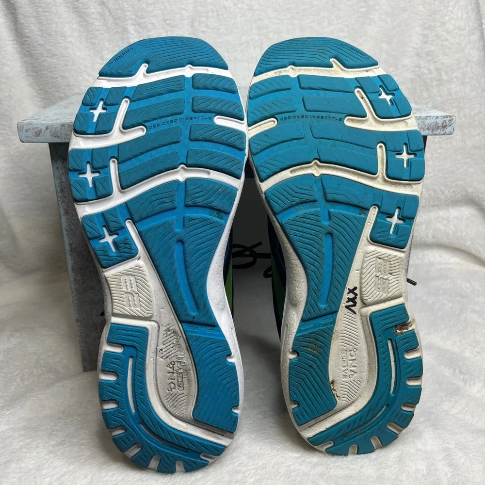 Brooks Adrenaline GTS 23 Mens Black Hawaiin Ocean Green Running Shoes‎ Size 12